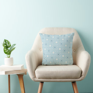 Coussin Motif géométrique floral minimal bleu