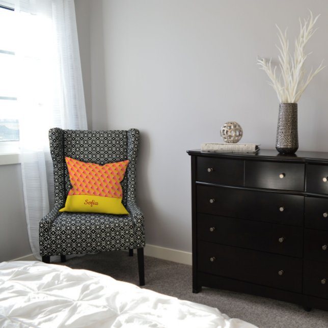 Coussin Motif géométrique fuchsia jaune rouge (Créateur téléchargé)