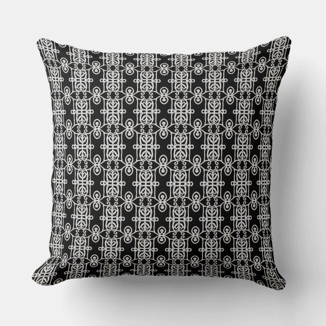 Coussin Motif géométrique gris argent et noir (Recto)