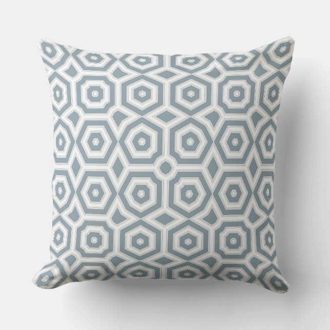 Coussin motif géométrique gris blanc art déco  (Recto)