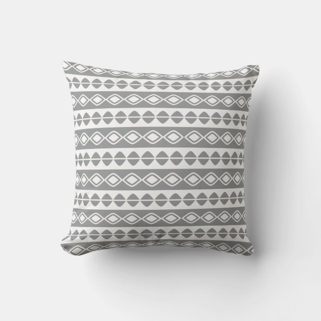 Coussin Motif géométrique gris blanc tendance moderne vint (Recto)