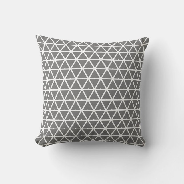 Coussin Motif géométrique gris et blanc élégant (Recto)