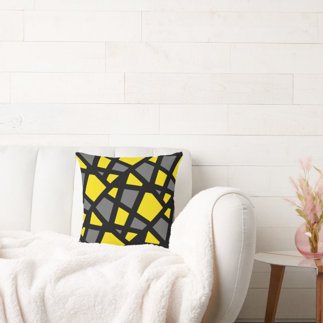 Coussin Motif géométrique gris jaune (Canapé)