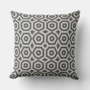Coussin motif géométrique gris noir art déco 