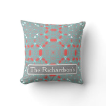 Motif géométrique gris turquoise corail élégant