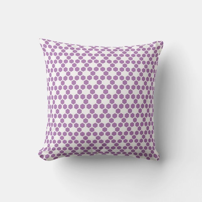 Coussin Motif géométrique hexagonal blanc et violet lavand (Recto)