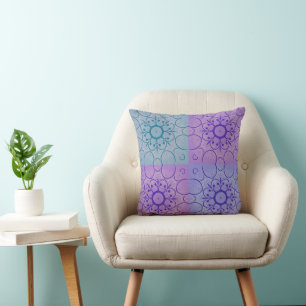Coussin Motif géométrique inspiré du mandala pastel en mot