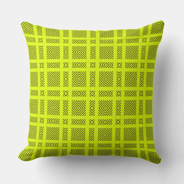Coussin Motif géométrique jaune citron (Recto)