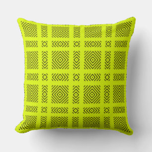 Coussin Motif géométrique jaune citron