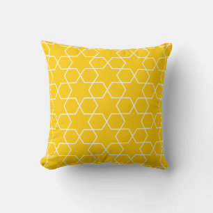 Coussin Motif géométrique jaune et blanc