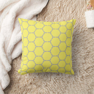 Coussin Motif géométrique jaune et gris