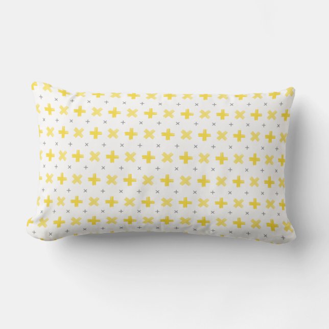 Coussin Motif géométrique Jaune et gris Lumbar (Recto)