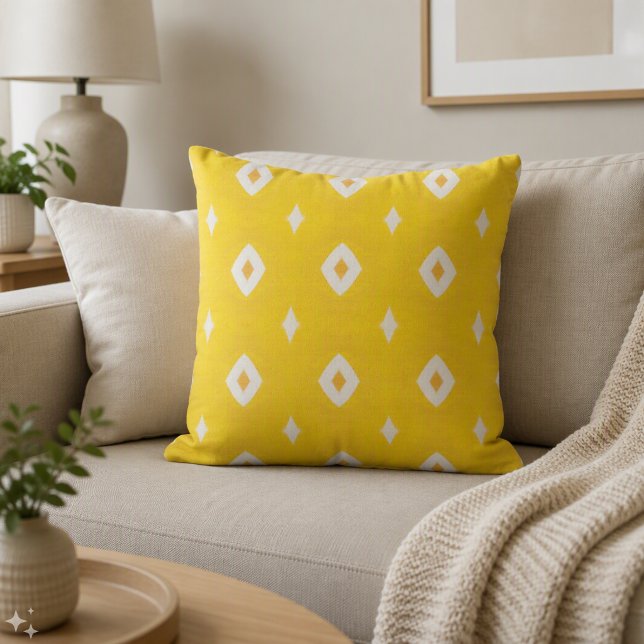 Coussin Motif géométrique jaune moderne (Créateur téléchargé)