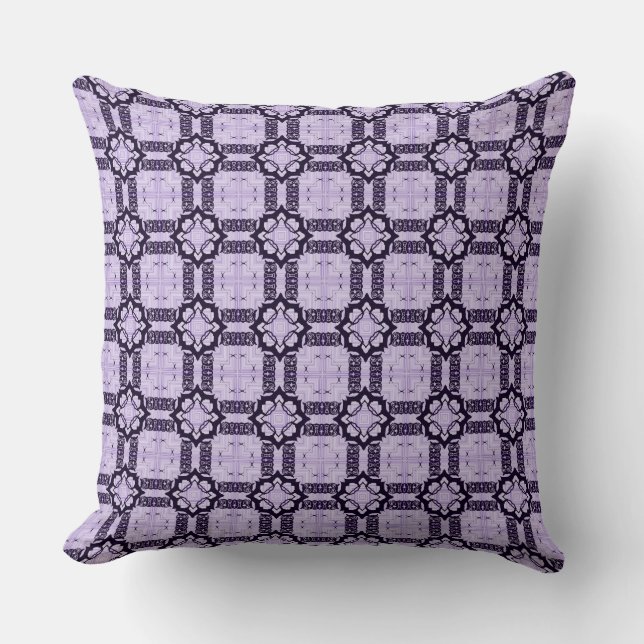 Coussin Motif géométrique lavande et violet (Recto)