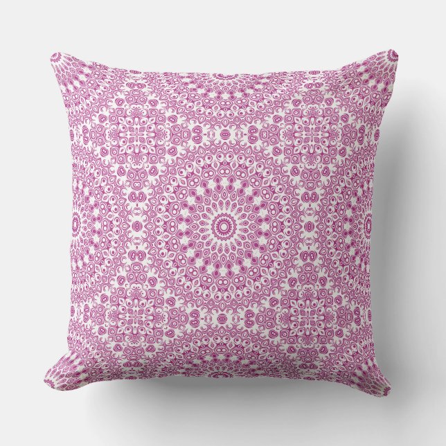 Coussin Motif géométrique Magenta Mandala (Recto)