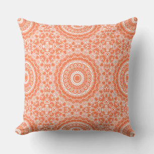 Coussin Motif géométrique mandala corail