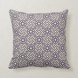 Coussin Motif géométrique marocain bleu islamique