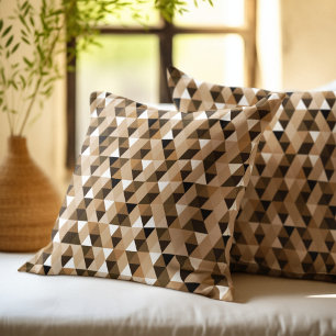 Coussin Motif géométrique marron