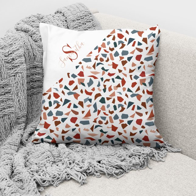 Coussin Motif géométrique marron Monogramme Moderne (Créateur téléchargé)