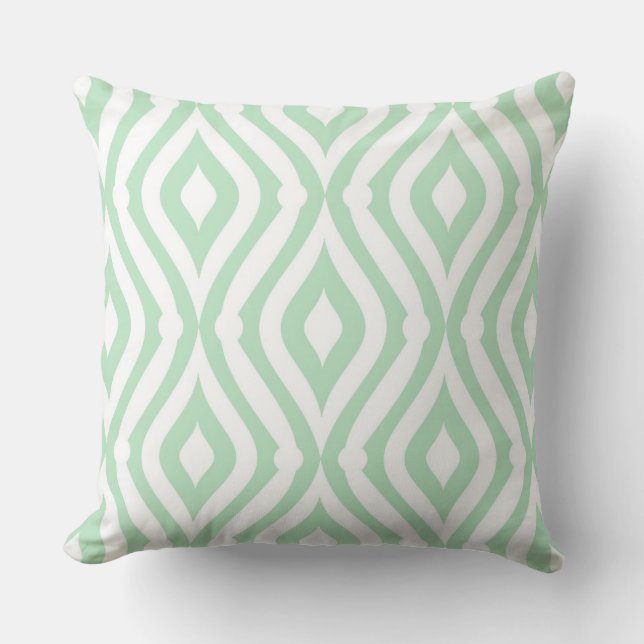 Coussin Motif Géométrique Mint Vert Et Blanc Sans Fil (Recto)