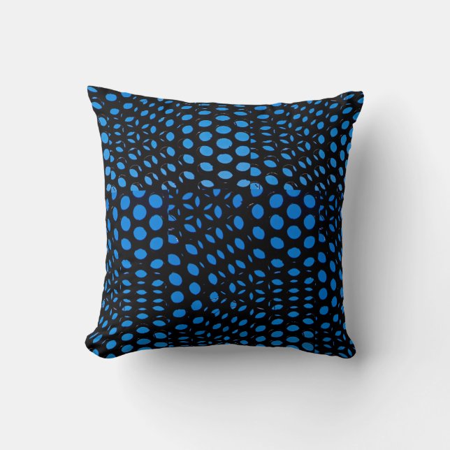 Coussin Motif géométrique moderne à points bleus  (Recto)