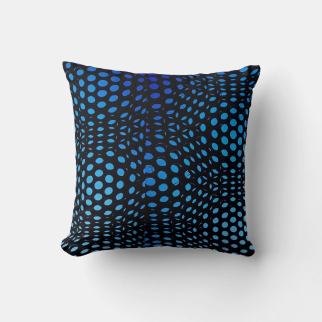 Coussin Motif géométrique moderne à points bleus  (Recto)