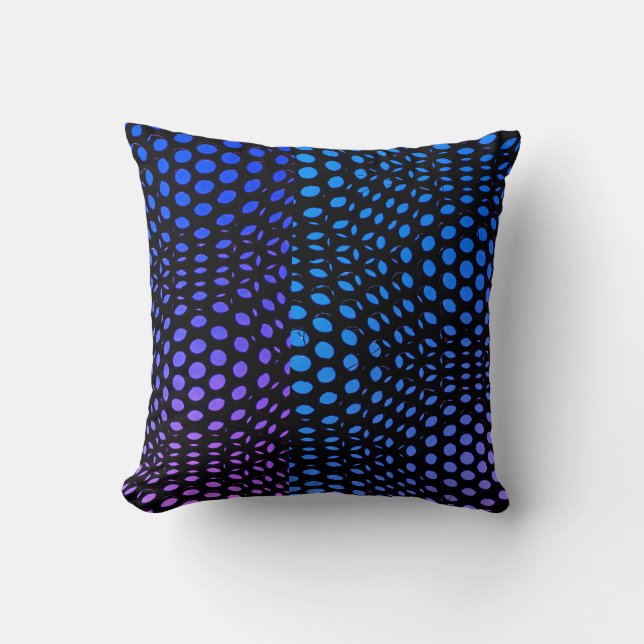 Coussin Motif géométrique moderne à points bleus  (Recto)