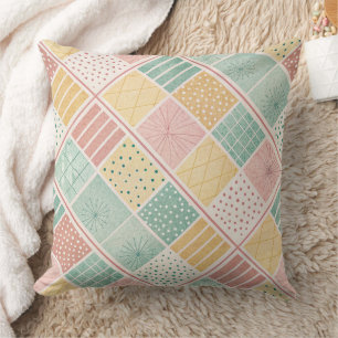 Coussin Motif géométrique moderne à pois et carreaux en me
