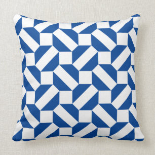 Coussin Motif géométrique moderne blanc et bleu
