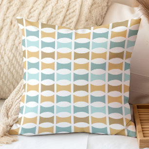 Coussin Motif géométrique moderne du milieu du siècle Aqua