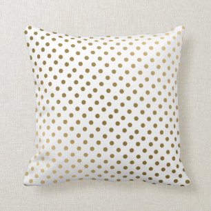 Coussin Motif géométrique moderne Gold & White Pois