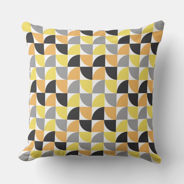 Coussin Motif géométrique moderne gris jaune du milieu du  (Recto)