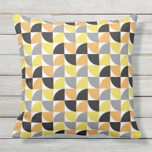 Coussin Motif géométrique moderne gris jaune du milieu du