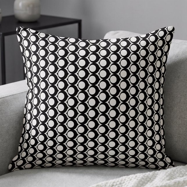 Coussin Motif géométrique moderne noir et blanc (Créateur téléchargé)