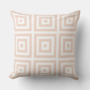 Coussin Motif Géométrique Moderne Rose Blanc Et Saumon