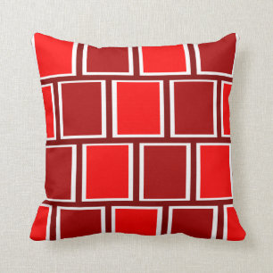 Coussin Motif géométrique moderne rouge de carrés de pompe