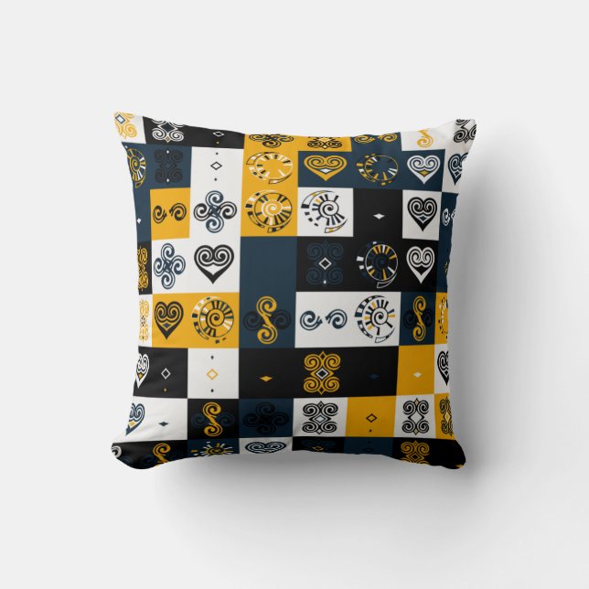 Coussin Motif géométrique moderne tendance jaune (Recto)