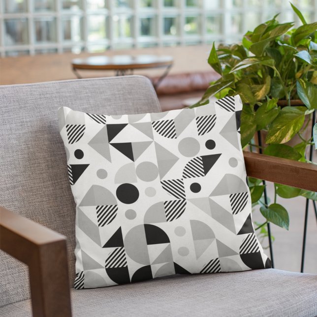 Coussin Motif géométrique monochrome moderne (Créateur téléchargé)