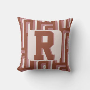 Coussin Motif géométrique Monogram Retro Terracotta