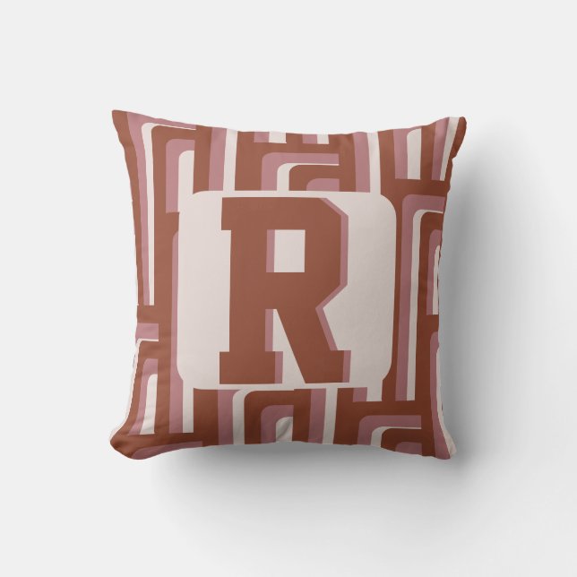 Coussin Motif géométrique Monogram Retro Terracotta (Recto)