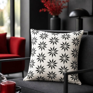 Coussin Motif géométrique Motif étoile noir et blanc