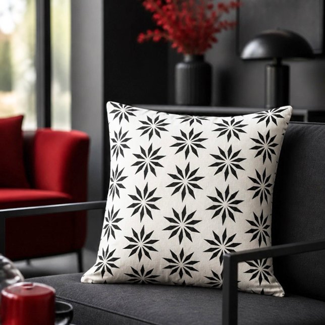 Coussin Motif géométrique | Motif étoile noir et blanc (Créateur téléchargé)