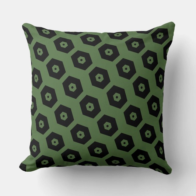 Coussin Motif géométrique noir élégant vert (Recto)