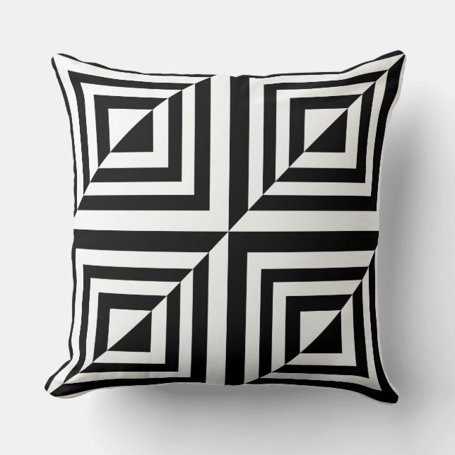 Coussin Motif géométrique noir et blanc (Recto)