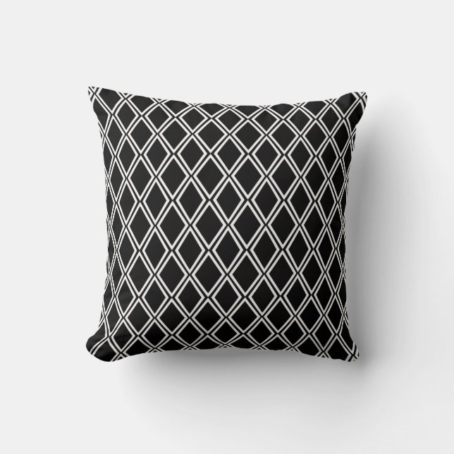 Coussin Motif géométrique noir et blanc de diamant (Recto)