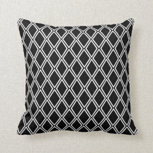 Coussin Motif géométrique noir et blanc de diamant