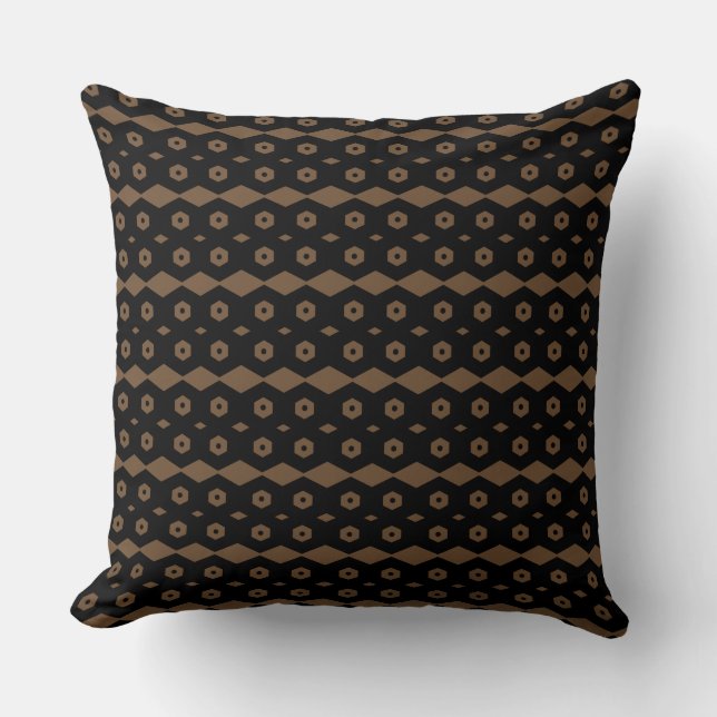 Coussin Motif géométrique noir et marron (Recto)