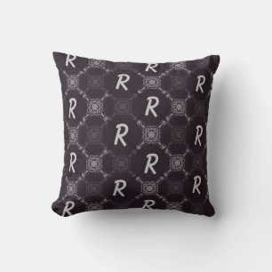 Coussin Motif géométrique noir Monogramme