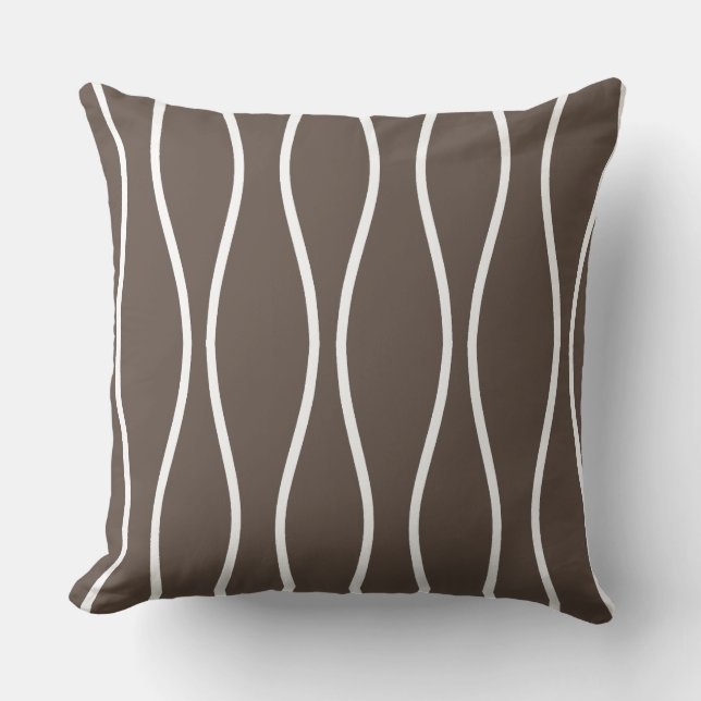 Coussin Motif géométrique ondulé abstrait sur beige (Recto)