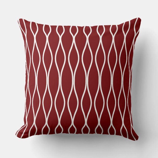 Coussin Motif géométrique ondulé abstrait sur bordeaux (Recto)